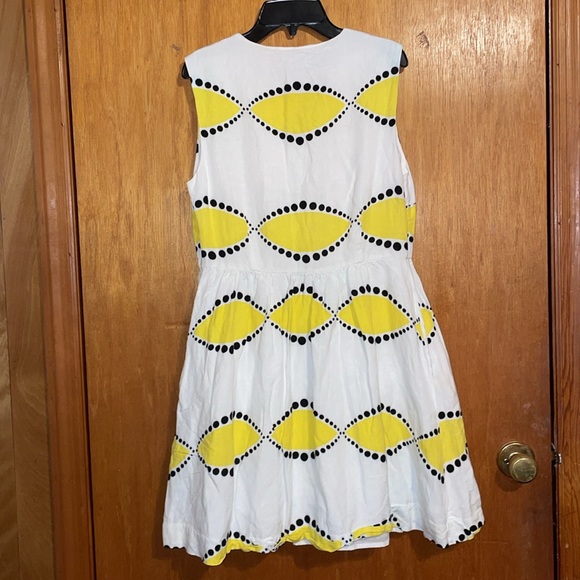 •CYNTHIA ROWLEY•WHITE/YELLOW/BLACK SUN DRESS SIZE 8 - Picture 2 of 10